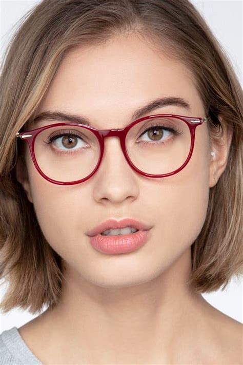 designer red eyeglass frames.